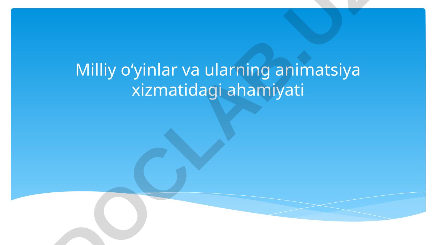 Milliy o‘yinlar va ularning animatsiya xizmatidagi ahamiyati