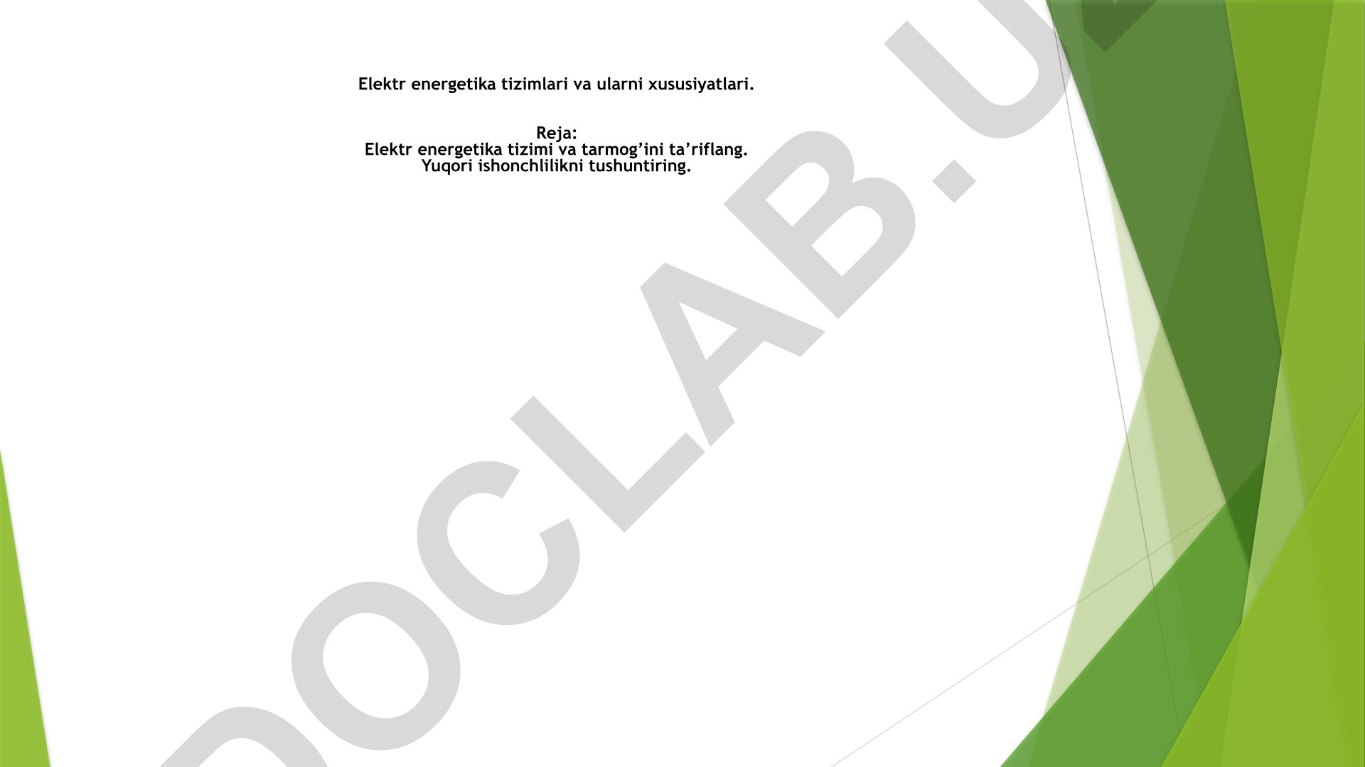 Elektr energetika tizimlari va ularning xususiyatlari