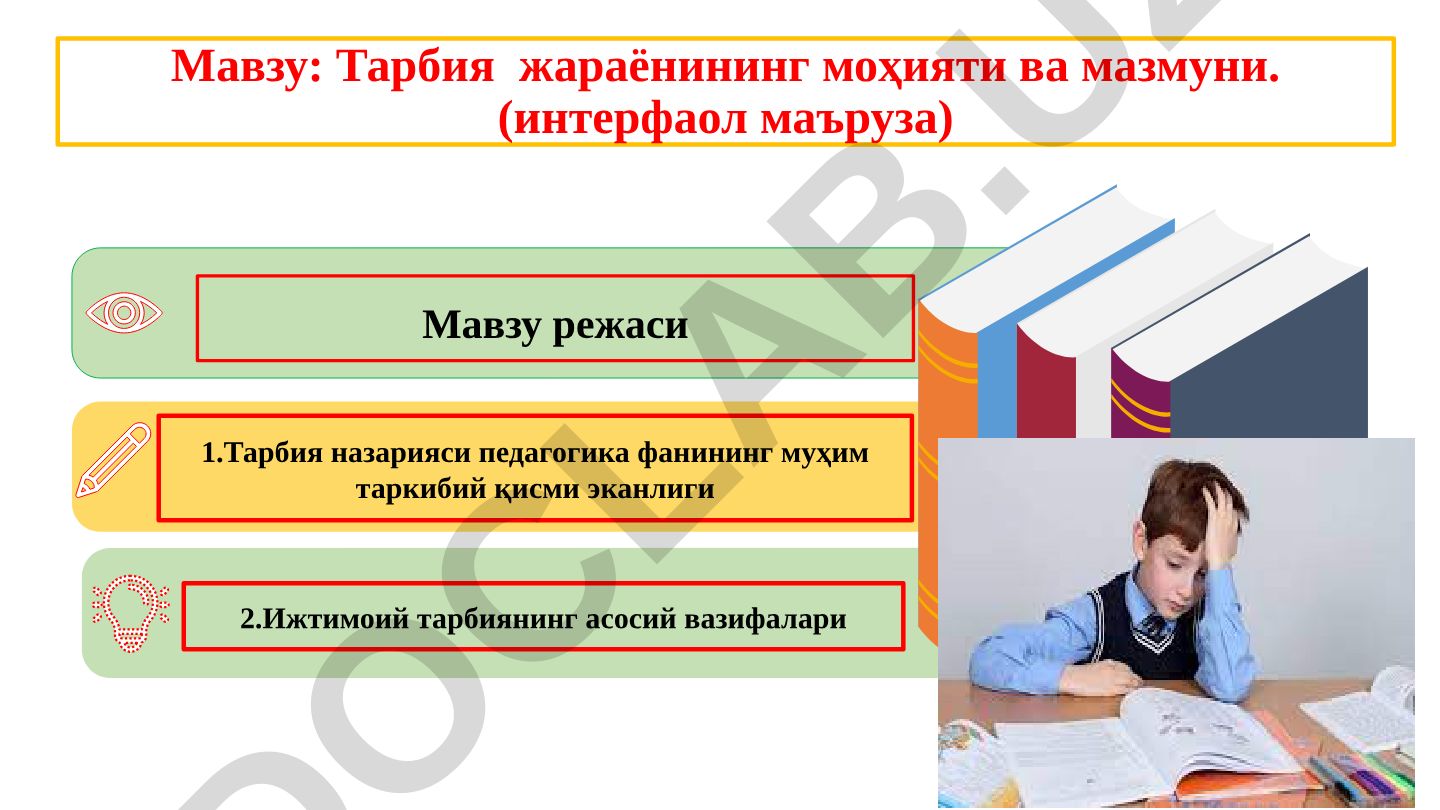 Тарбия жараёнининг моҳияти ва мазмуни