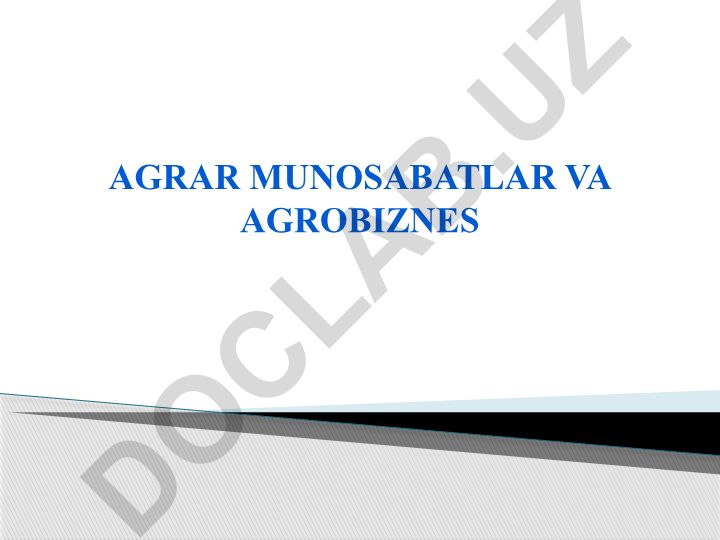 Agrar munosabatlar va agrobiznes