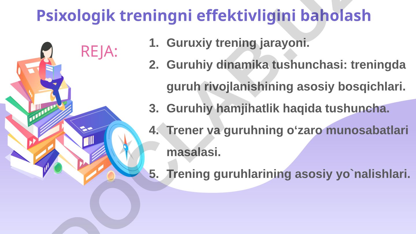 Psixologik trening effektivligini baholash va guruh dinamikasi
