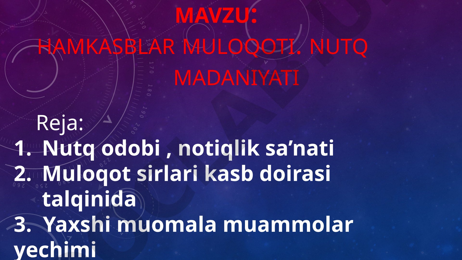 Hamkasblar muloqoti. Nutq madaniyati