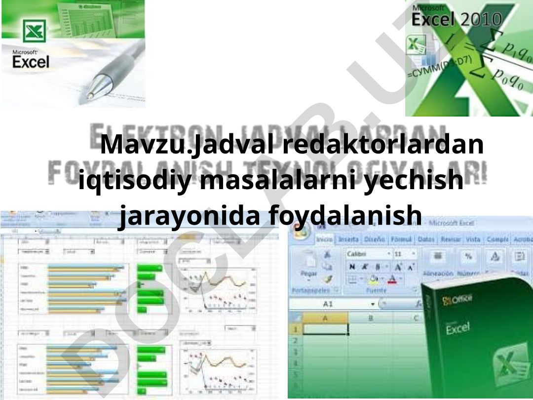 Jadval redaktorlardan iqtisodiy masalalarni yechish jarayonida foydalanish