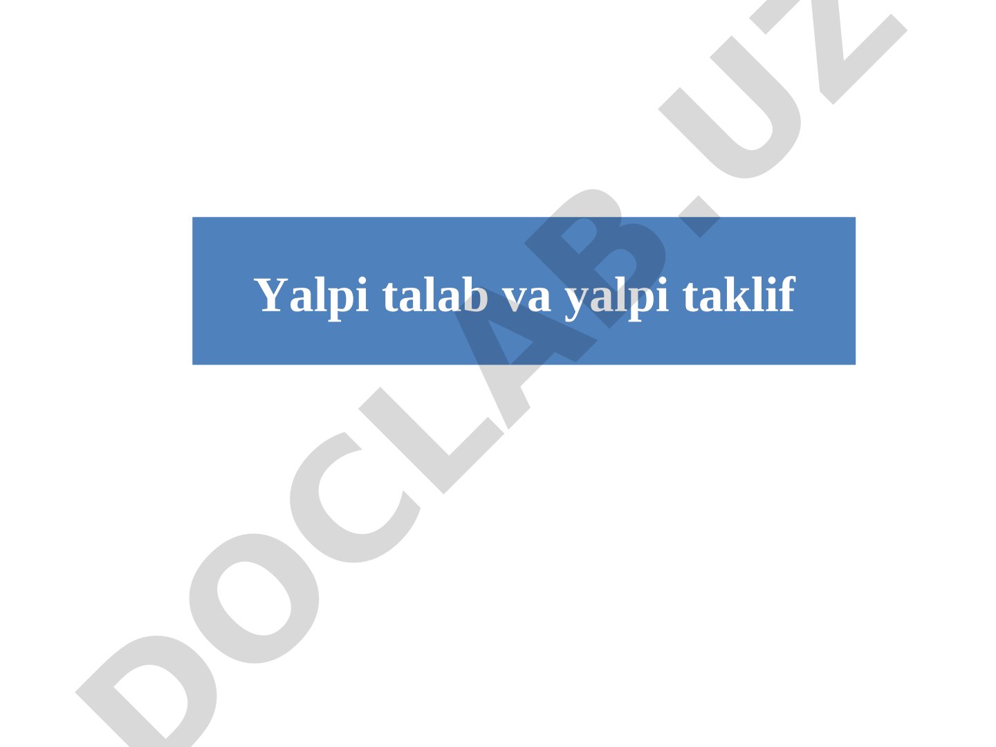 Yalpi talab va yalpi taklif