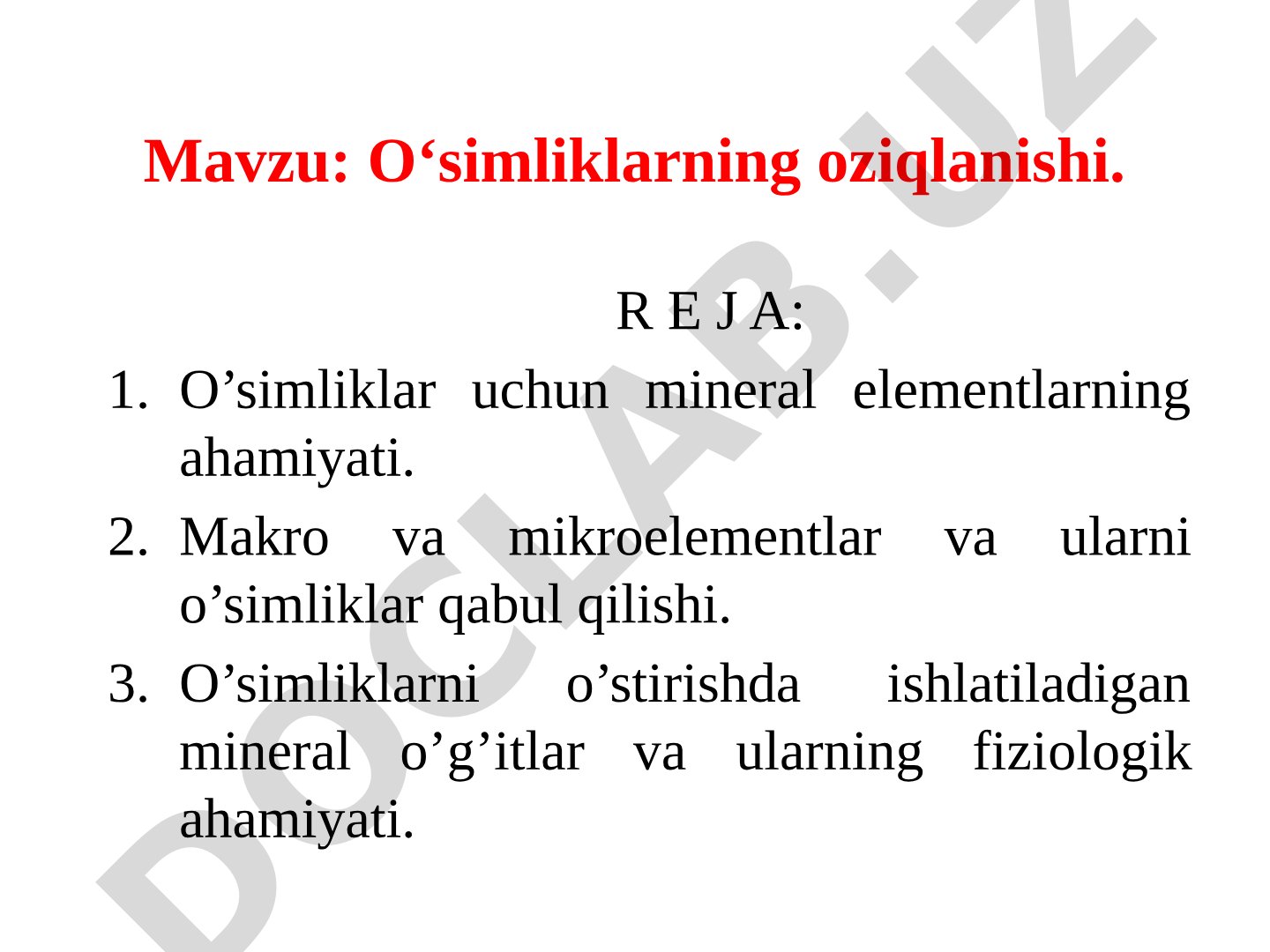 O‘simliklarning oziqlanishi