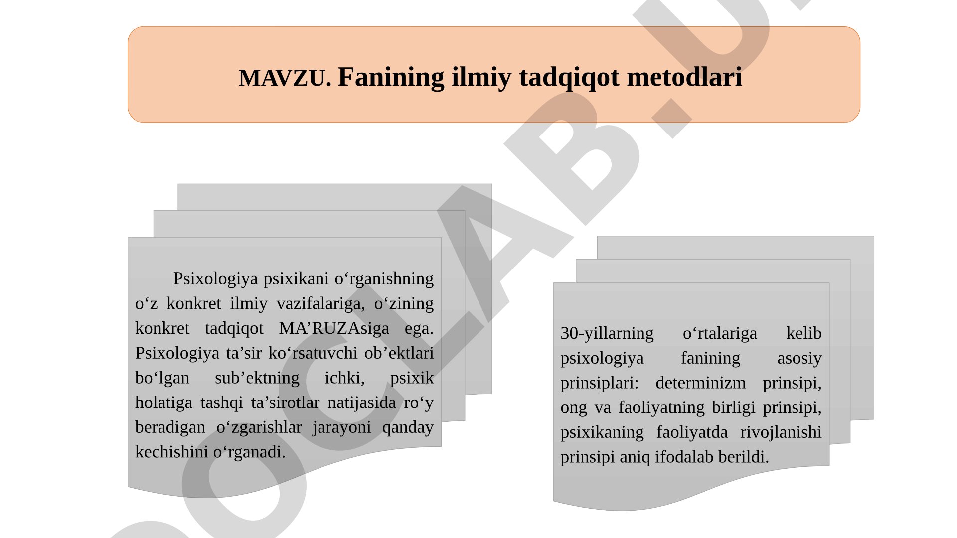 Psixologiya fanining ilmiy tadqiqot metodlari