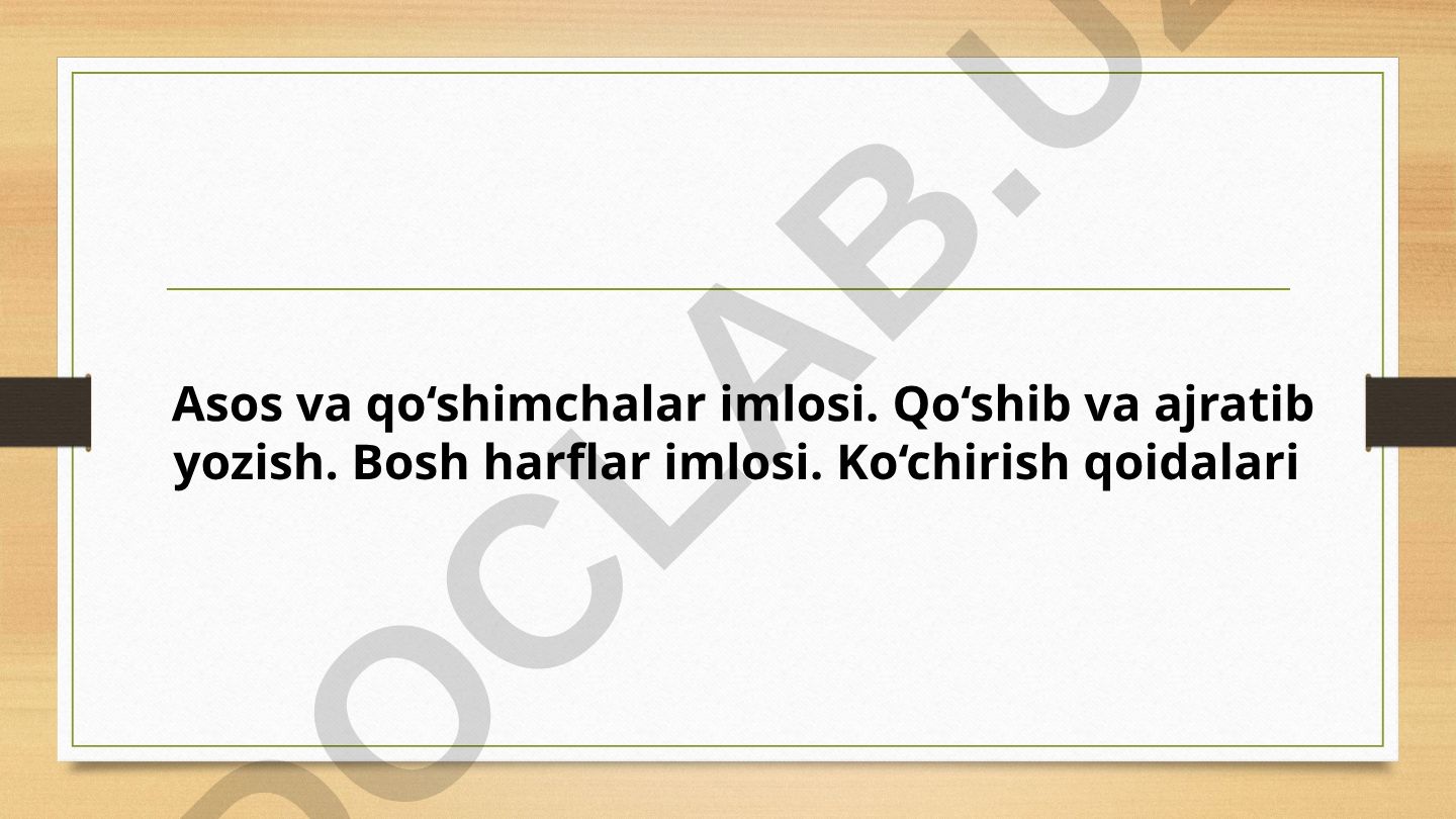 Asos va qo‘shimchalar imlosi qoidalari