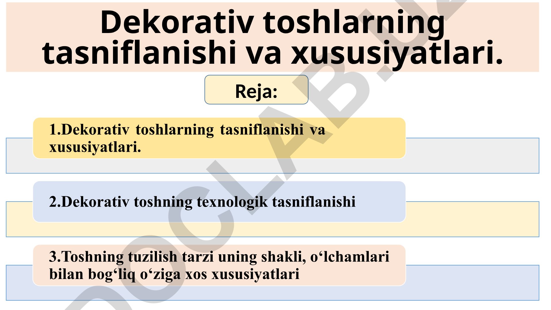 Dekorativ toshlarning tasniflanishi va xususiyatlari