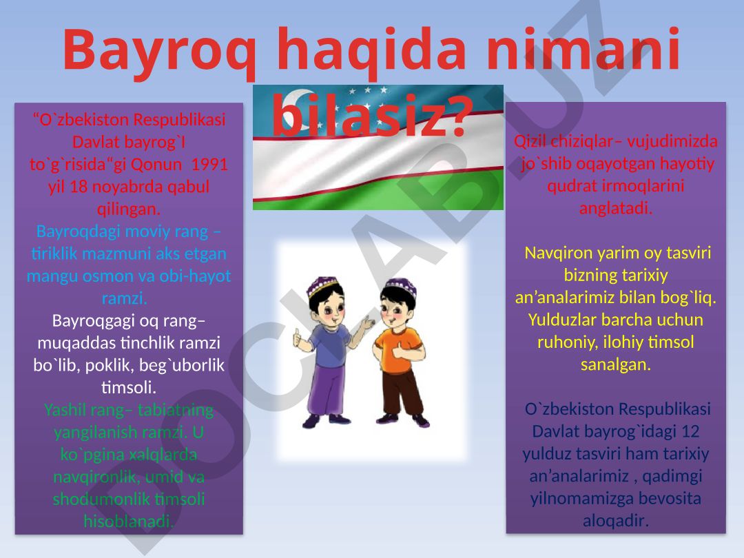 O'zbekiston Respublikasi Davlat bayrog'i va gerbi haqida