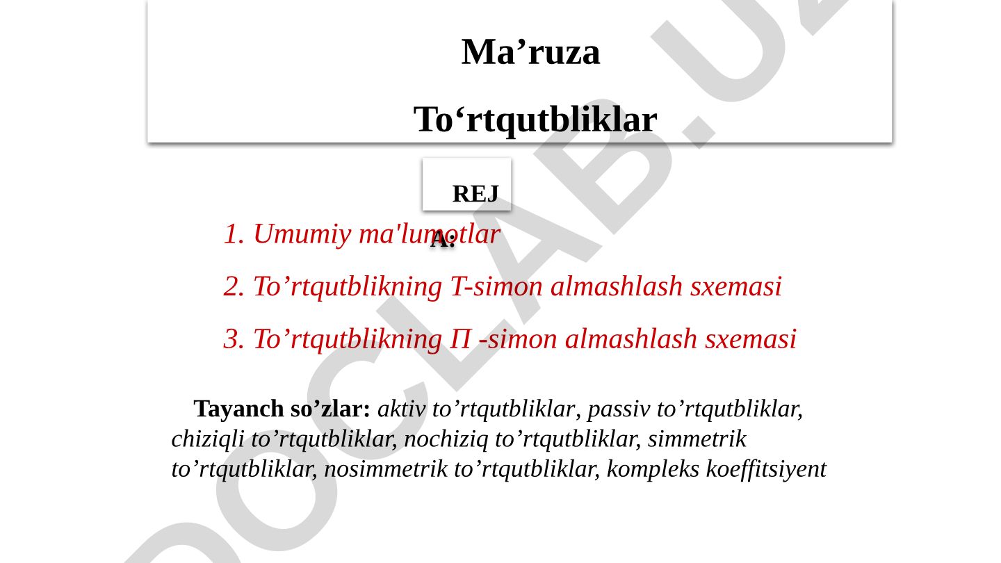 To‘rtqutbliklar haqida ma’ruza