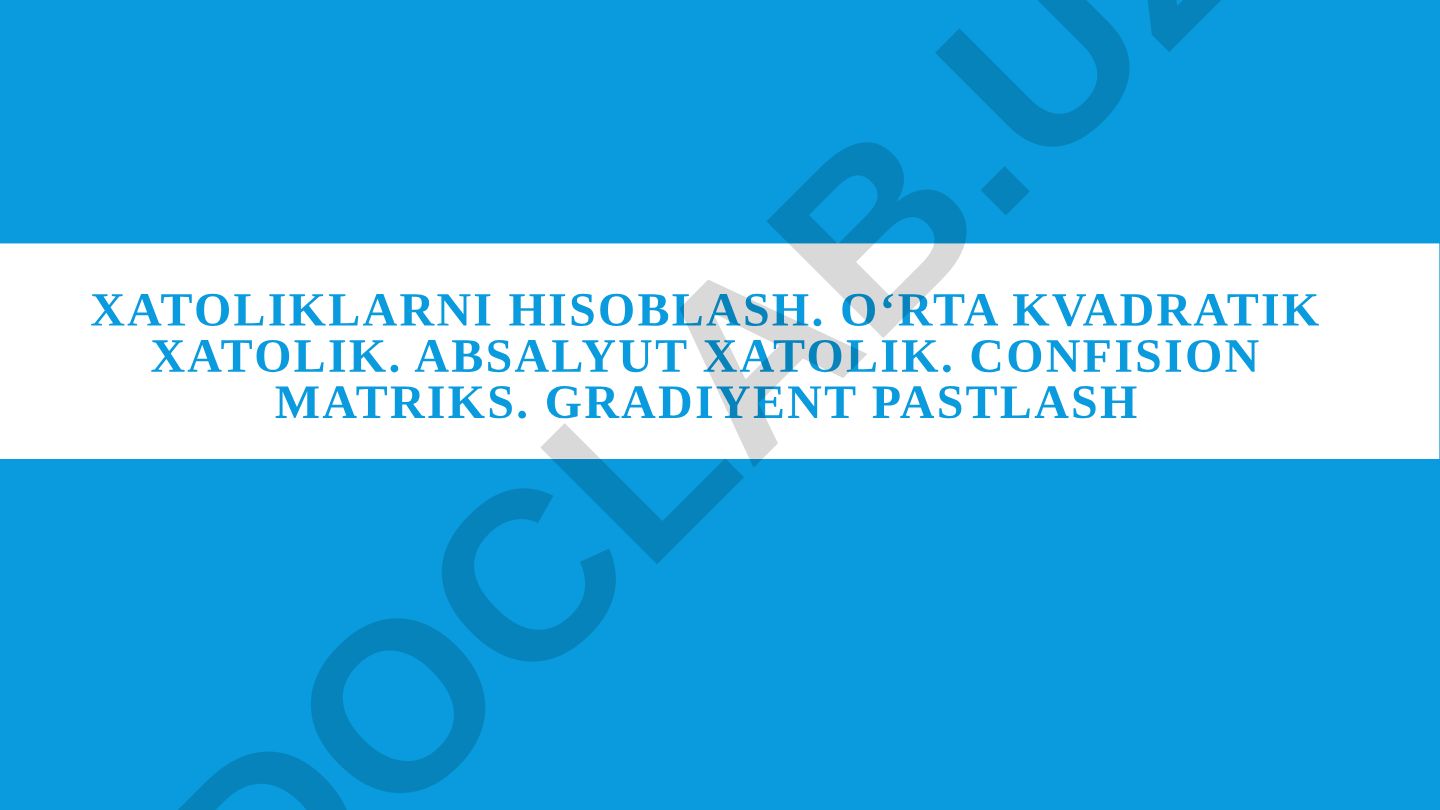 Mashinali o'qitishda xatoliklarni hisoblash va baholash