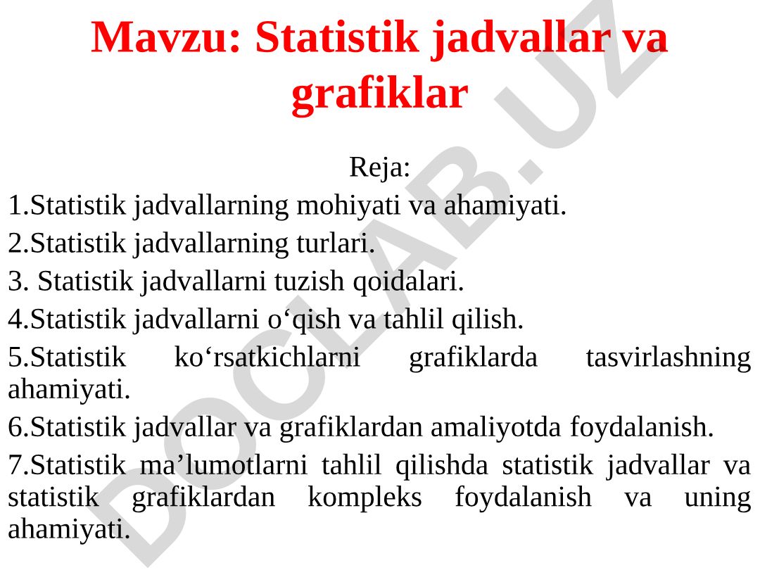 Statistik jadvallar va grafiklar