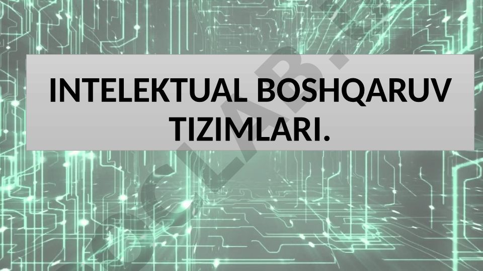Intellektual boshqaruv tizimlari