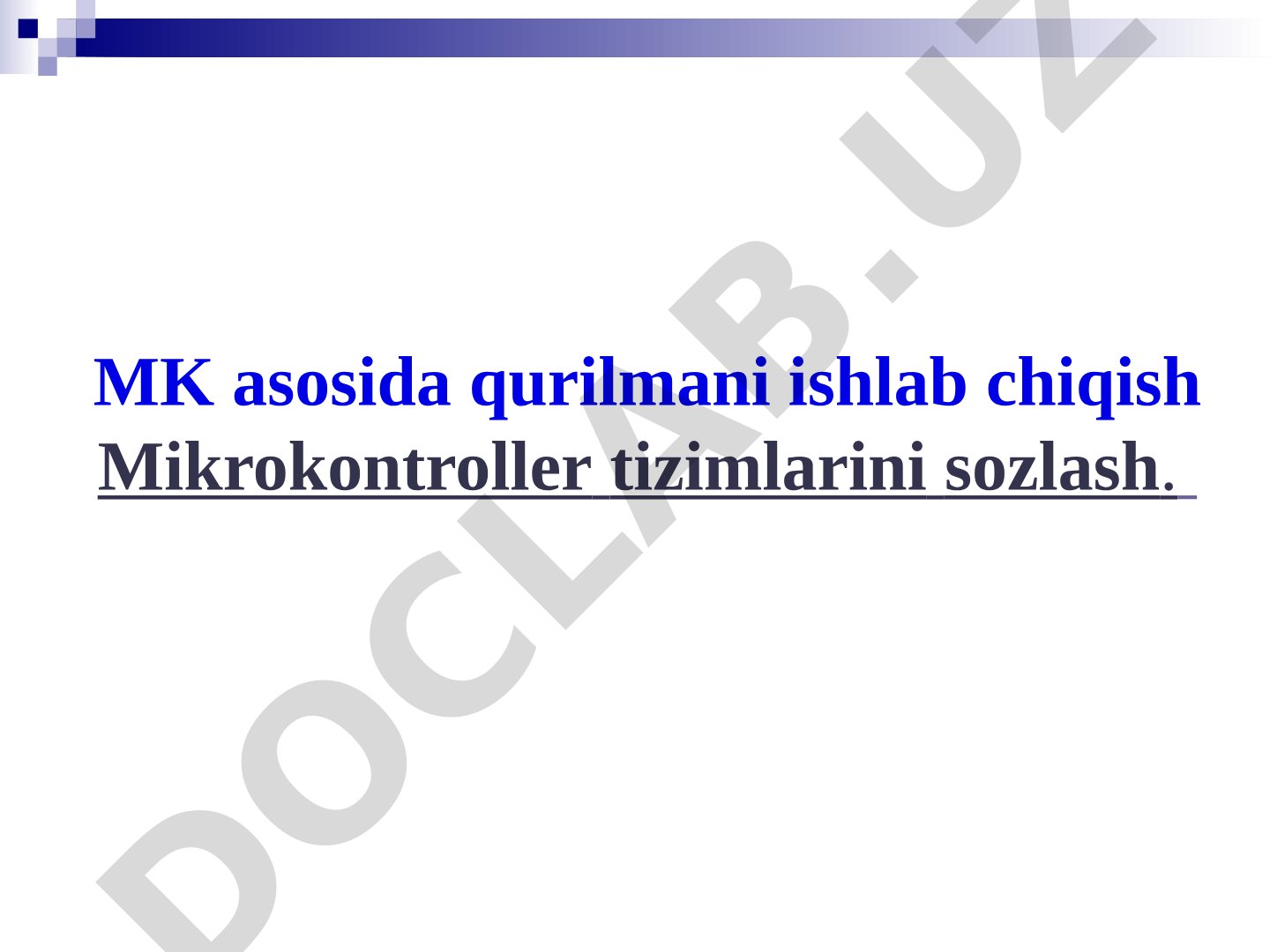 MK asosida qurilmani ishlab chiqish