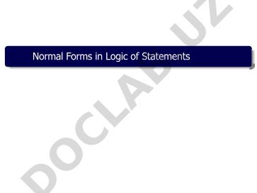 Normal Forms in Logic of Statements