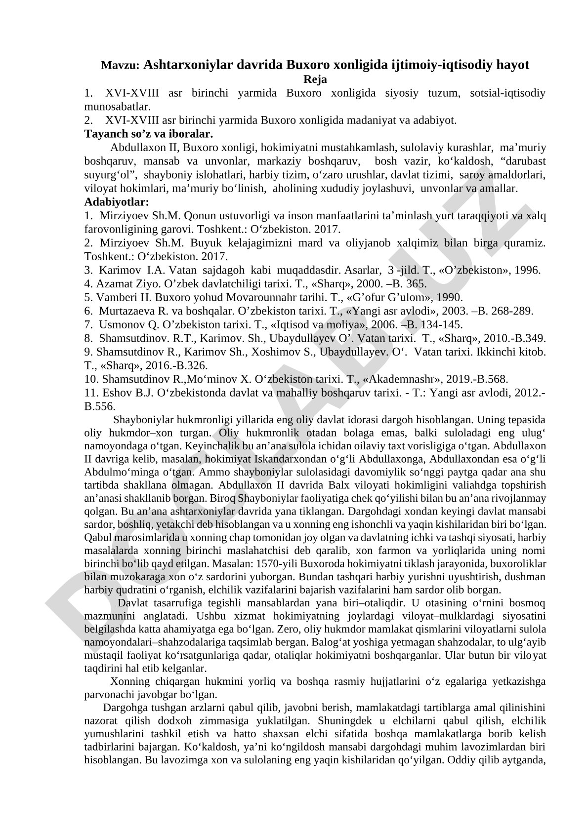 Ashtarxoniylar davrida Buxoro xonligida ijtimoiy-iqtisodiy hayot