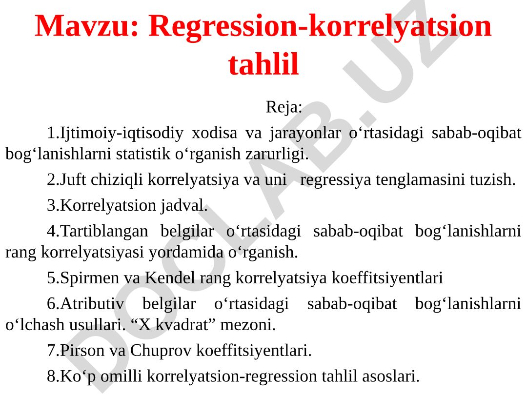Regression-korrelyatsion tahlil