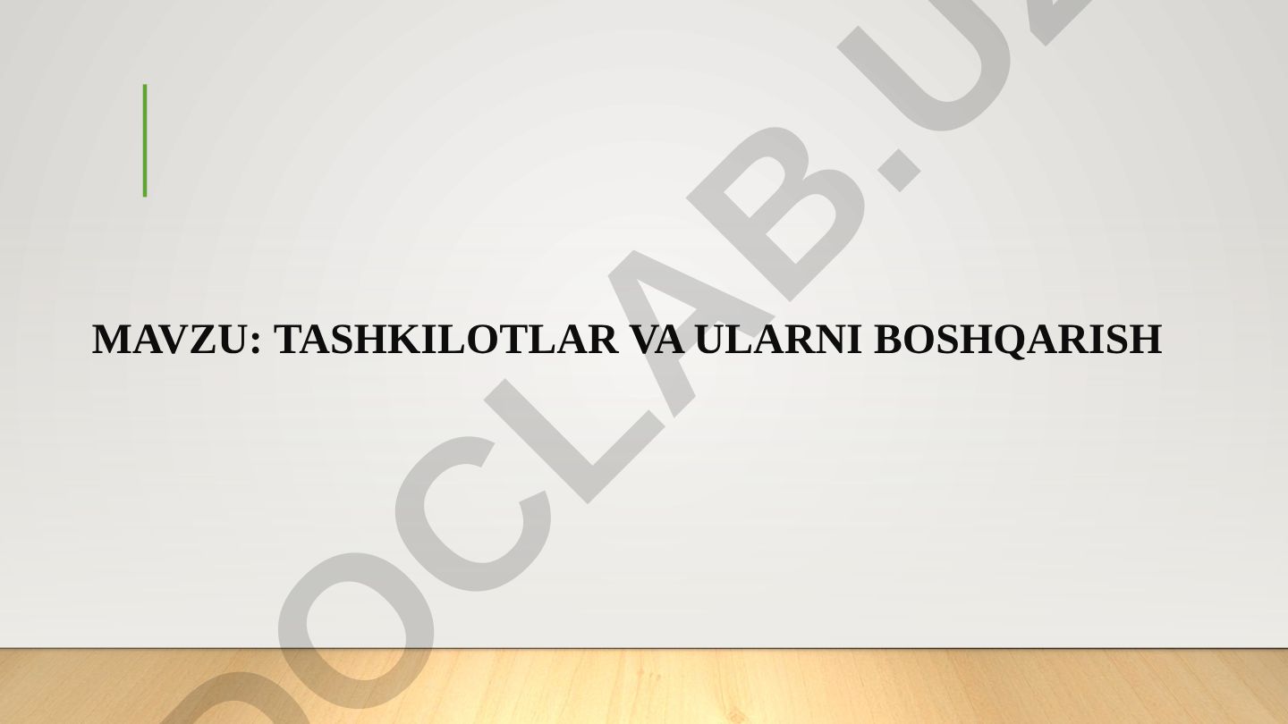 Tashkilotlar va ularni boshqarish