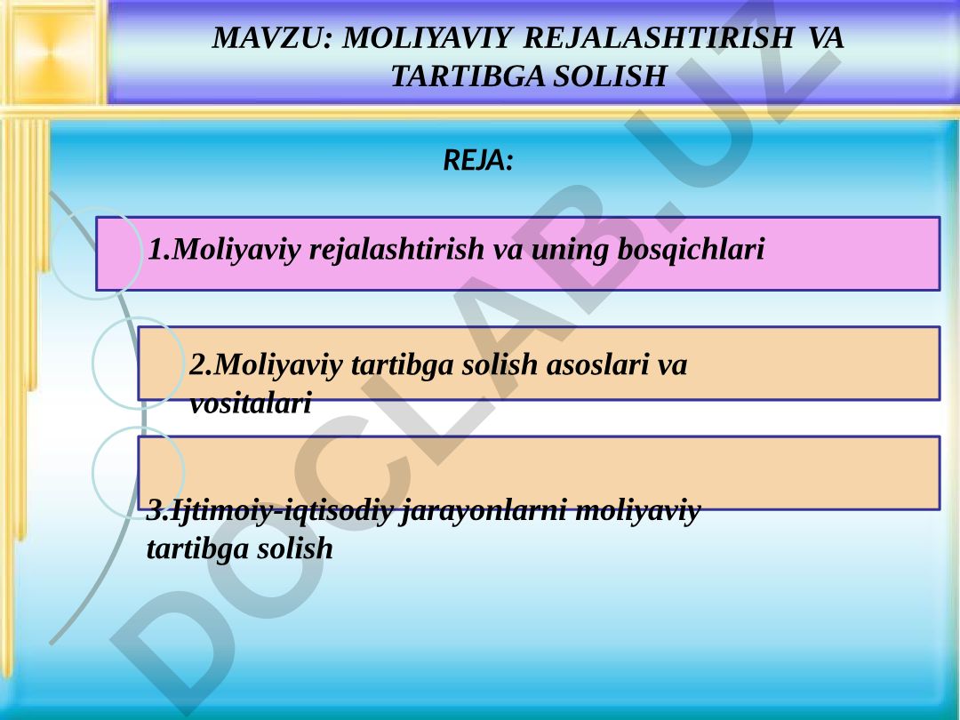 Moliyaviy rejalashtirish va tartibga solish