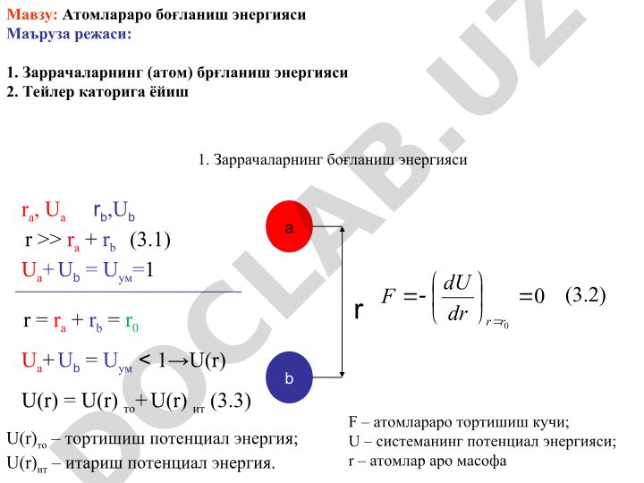 Атомлараро боғланиш энергияси