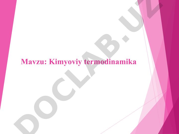 Kimyoviy termodinamika