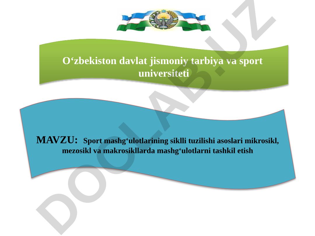Sport mashgʻulotlarining siklli tuzilishi asoslari mikrosikl, mezosikl va makrosikllarda mashgʻulotlarni tashkil etish