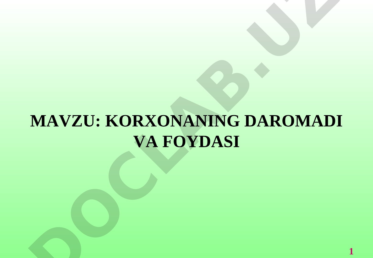 Korxona daromadi va foydasi taqdimoti