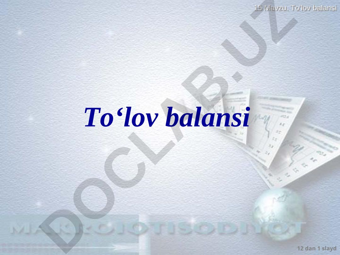 To'lov balansi tushunchasi va tuzilishi