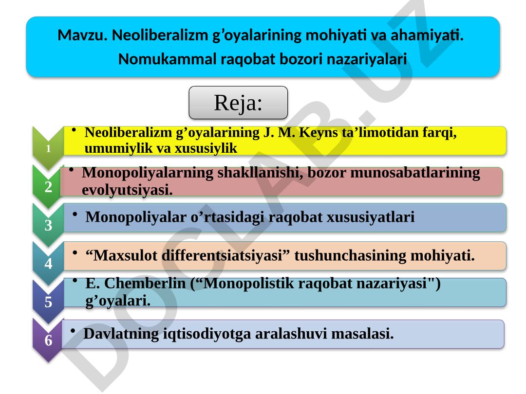 Neoliberalizm g'oyalarining mohiyati va ahamiyati