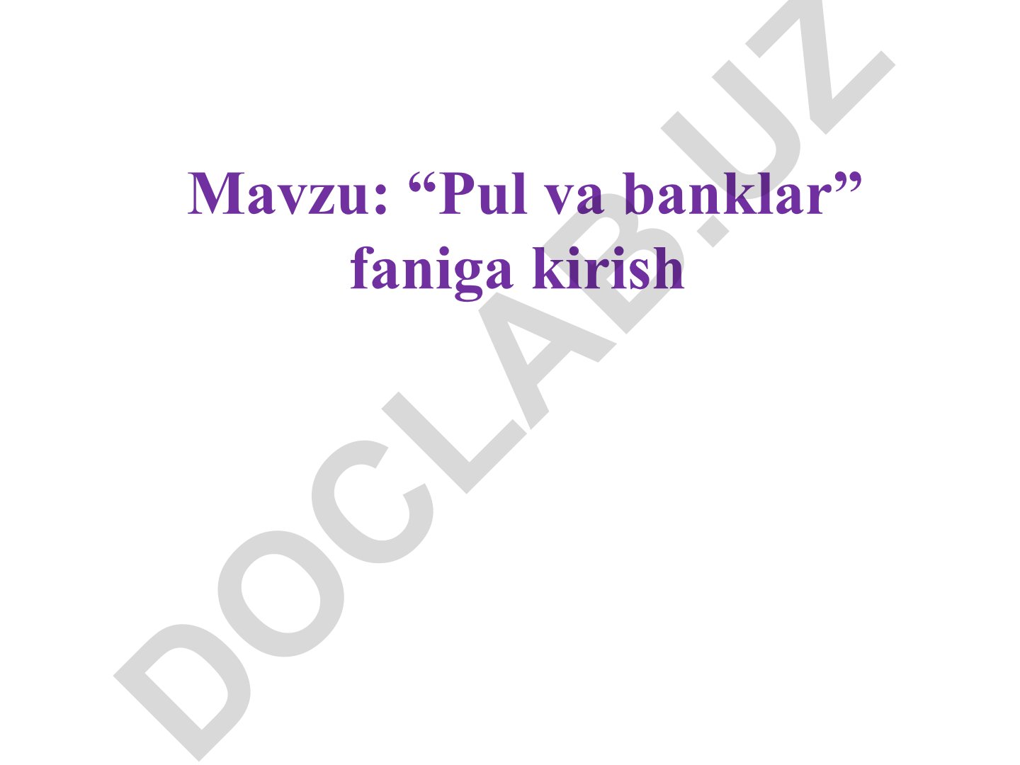 Pul va banklar faniga kirish