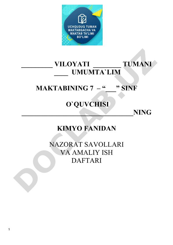 Kimyo xonasidagi jihozlar hamda moddalar bilan ishlashda xavfsizlik qoidalari bilan tanishish
