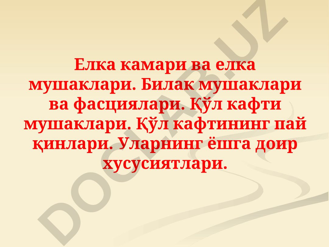 Елка камари ва қўл мушакларининг анатомияси