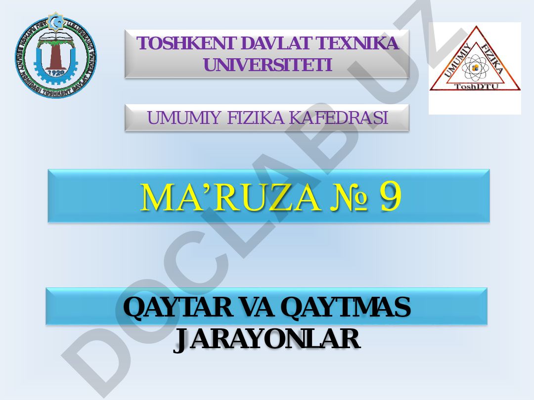 Qaytar va qaytmas jarayonlar