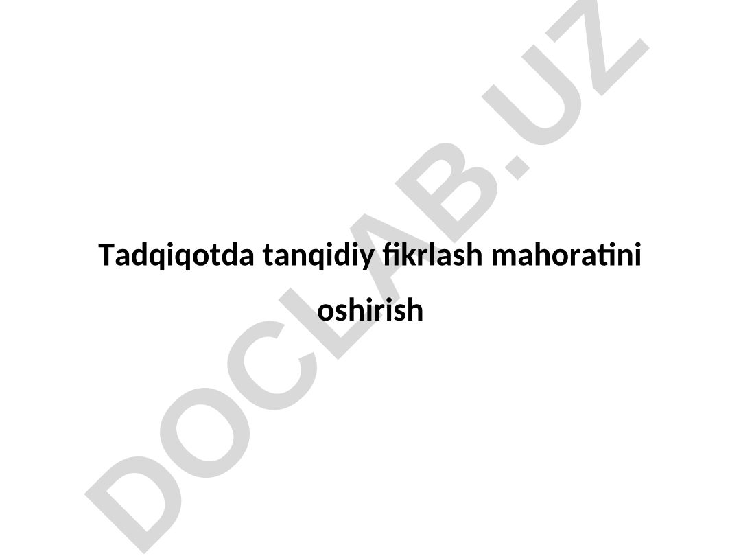 Tanqidiy fikrlash mahorati va uning o'lchovlari