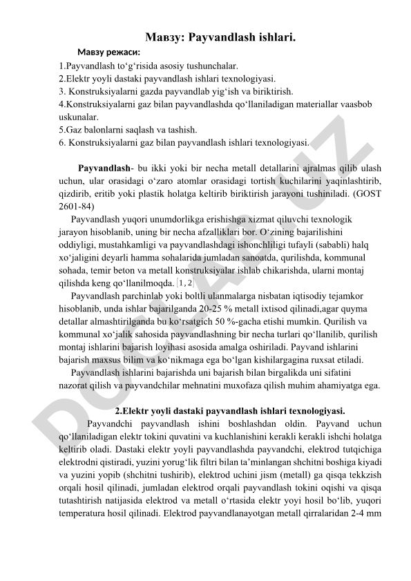 Payvandlash ishlari