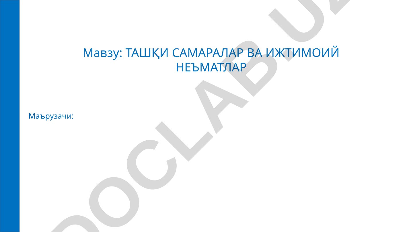 ТАШҚИ САМАРАЛАР ВА ИЖТИМОИЙ НEЪМАТЛАР
