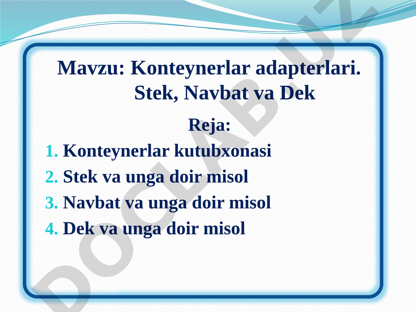 Konteynerlar adaptеrlari taqdimoti