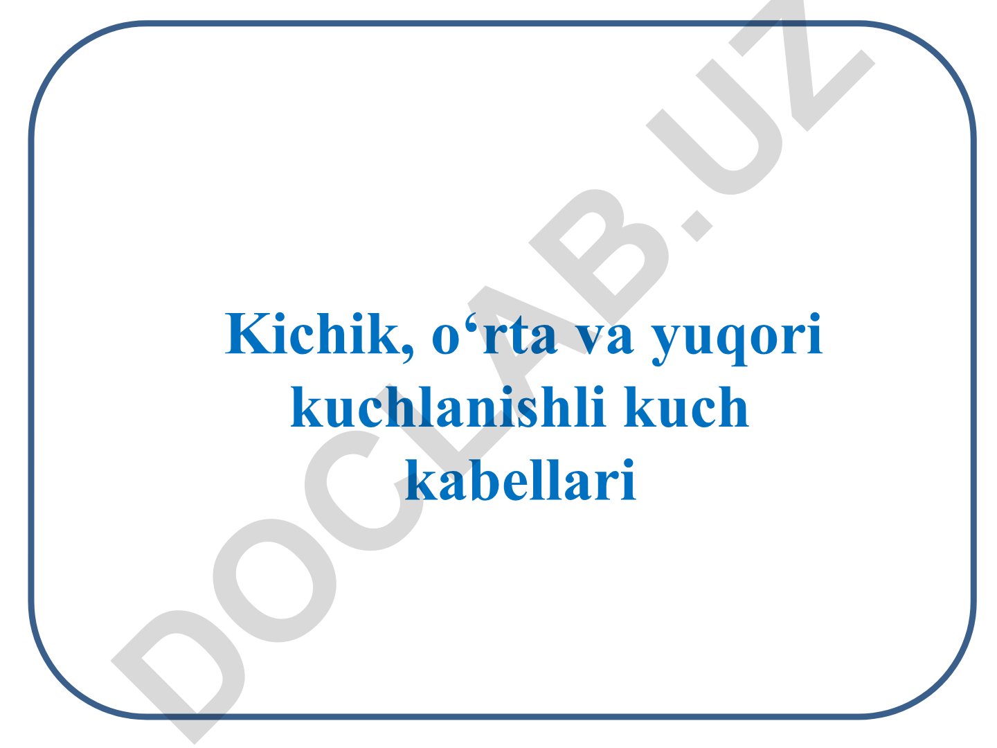 Kuch kabellari tuzilishi va qurilishi