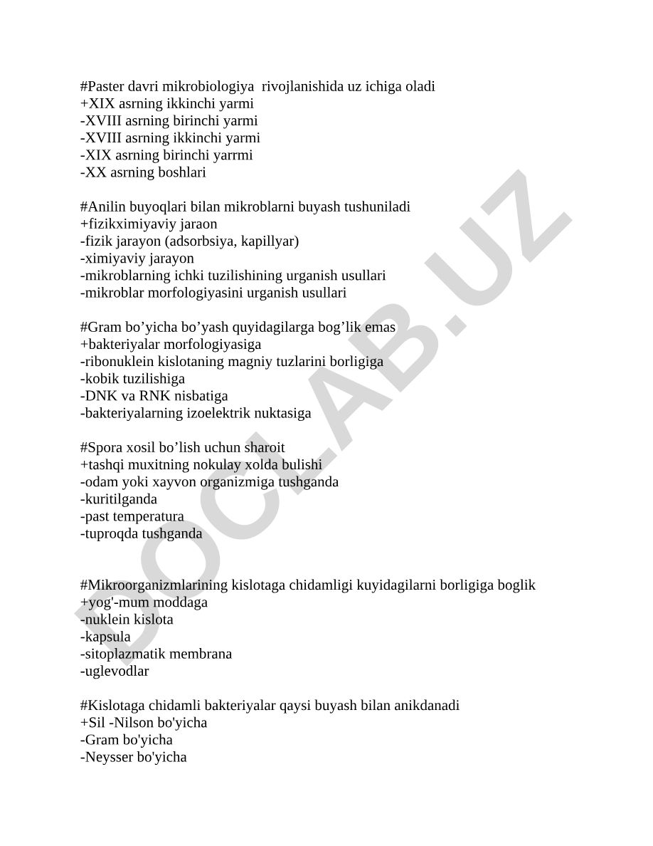Mikrobiologiya fanining rivojlanishi va bakteriyalarni o'rganish usullari