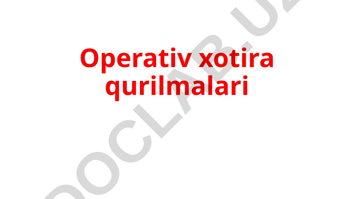 Operativ xotira qurilmalari tasnifi va parametrlari