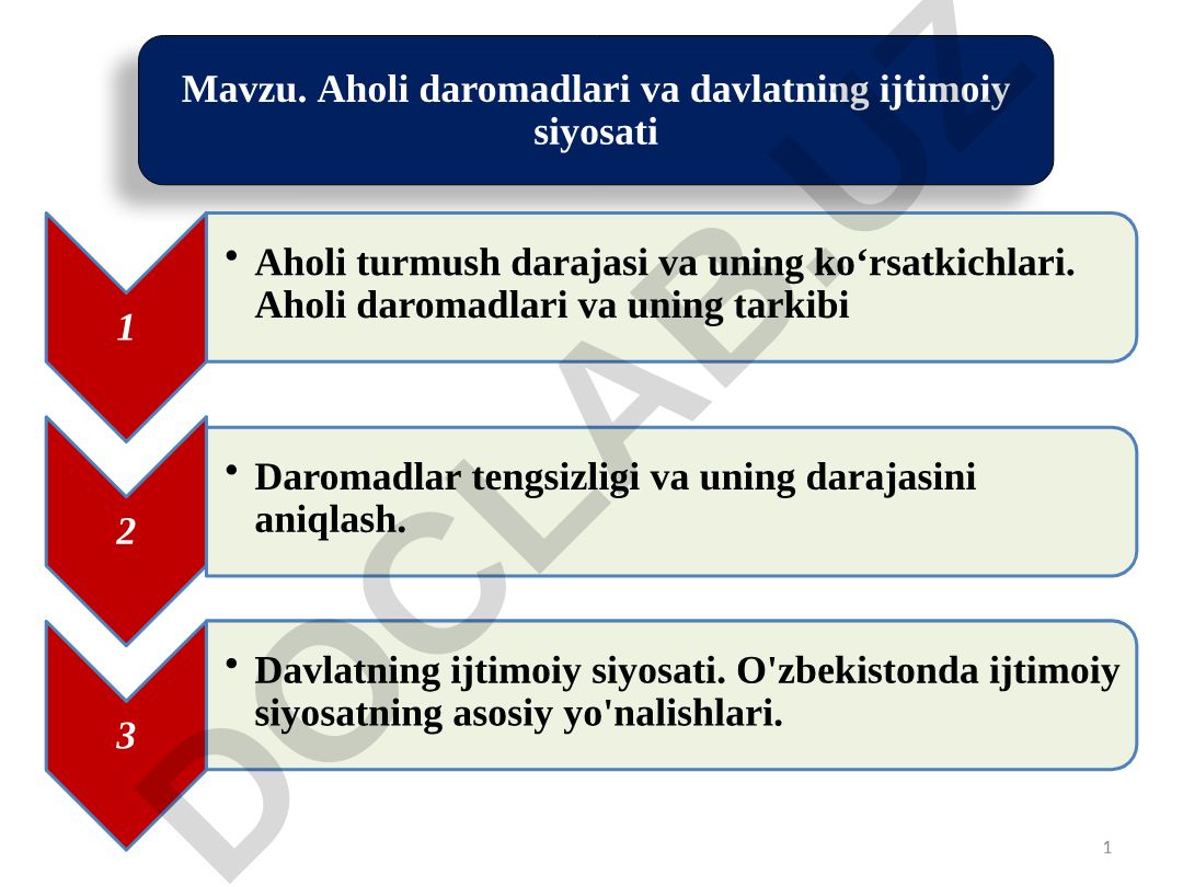 Aholi daromadlari va davlatning ijtimoiy siyosati