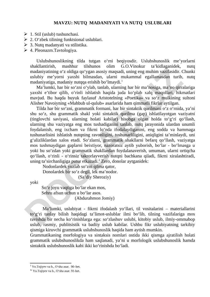Nutq madaniyati va nutq uslublari