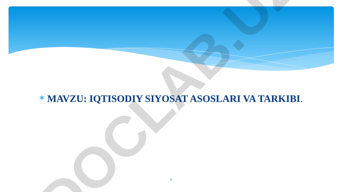 Iqtisodiy siyosat asoslari va tarkibi