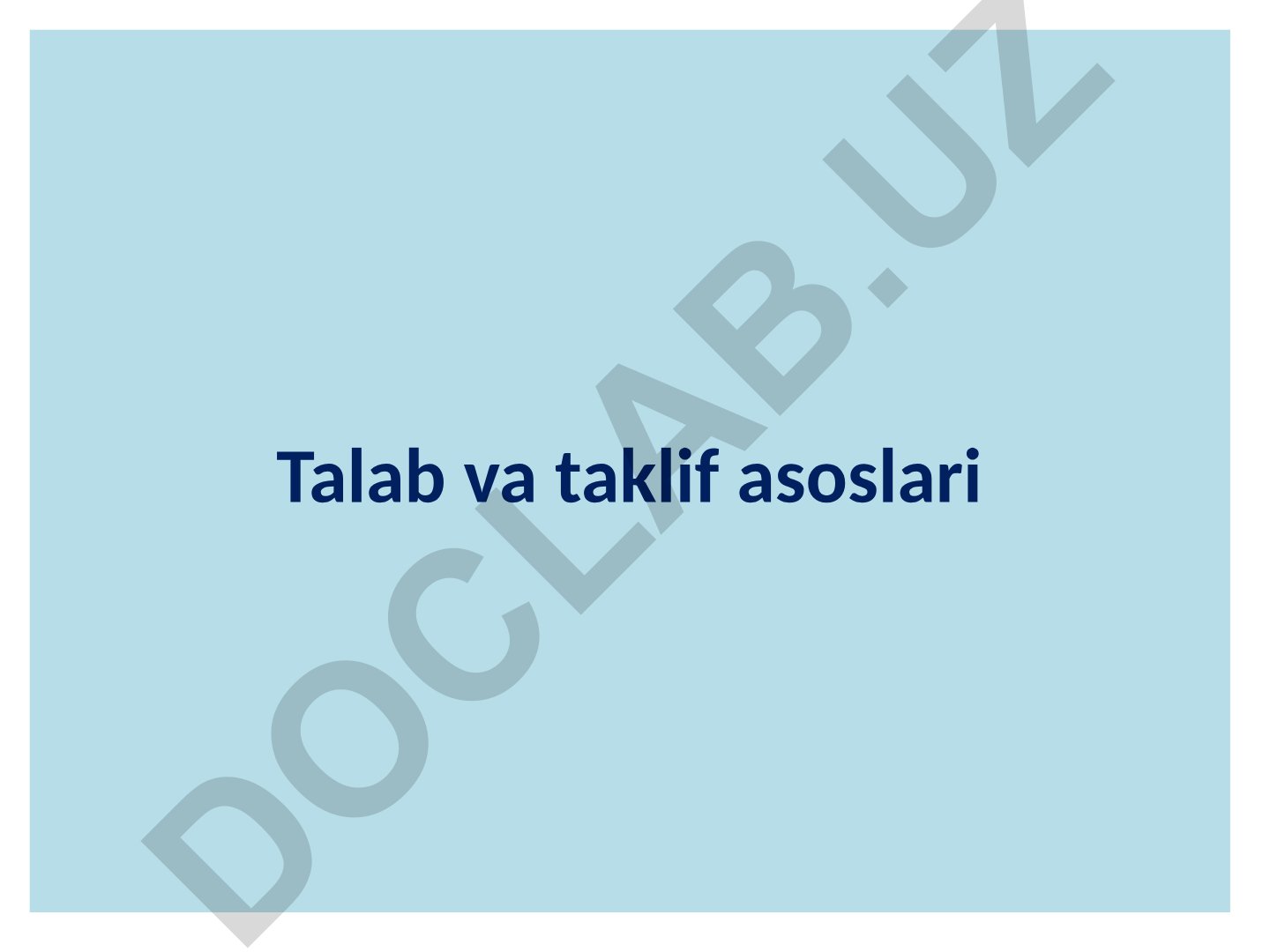 Talab va taklifning iqtisodiy tahlili