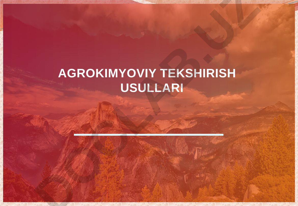 Agrokimyoviy tekshirish usullari