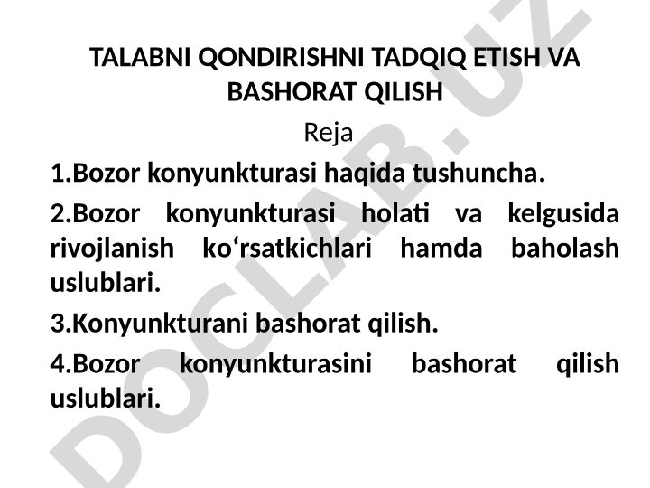 Bozor konyunkturasi tadqiqi va bashorat qilish