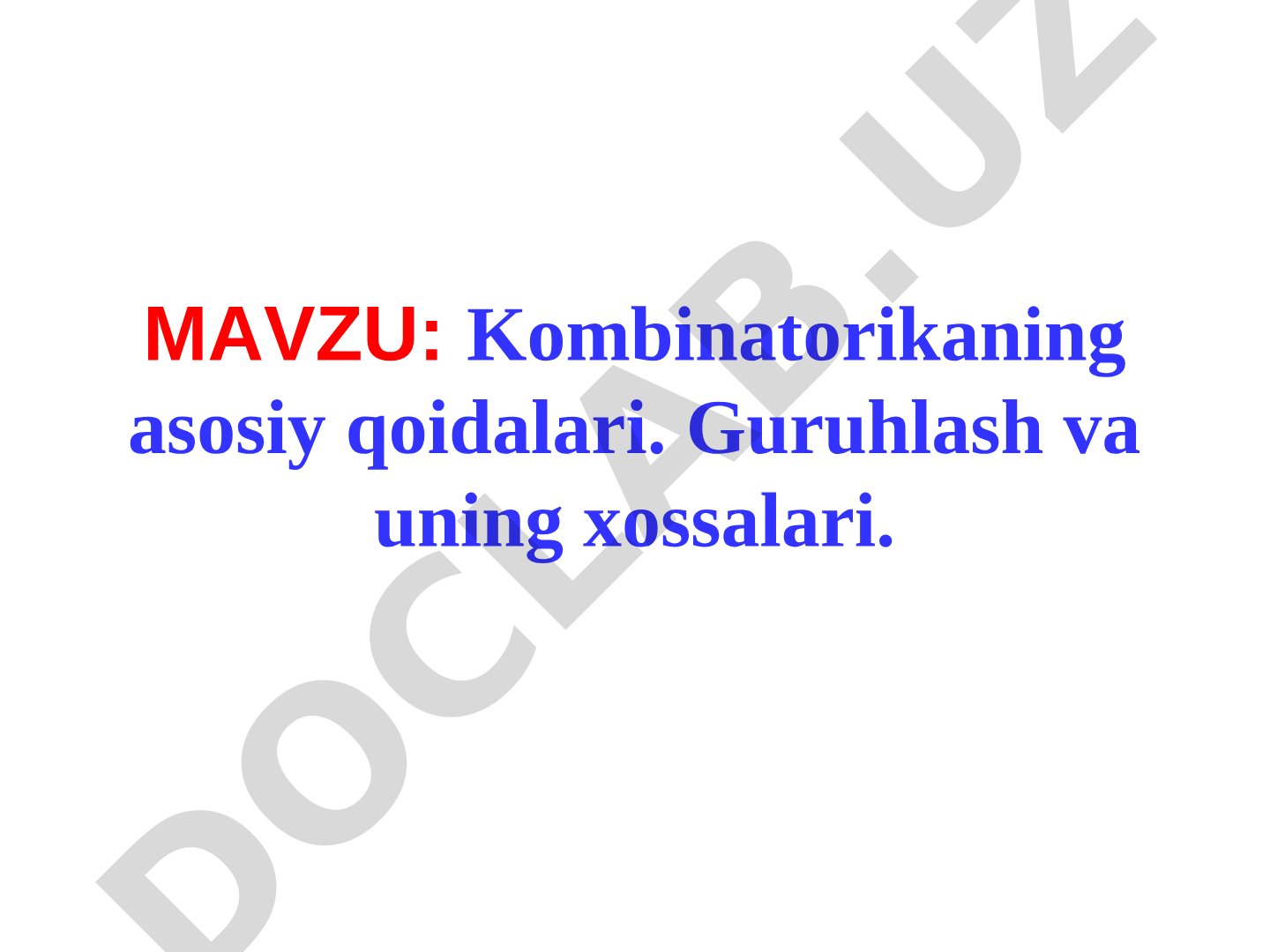 Kombinatorika asoslari taqdimoti