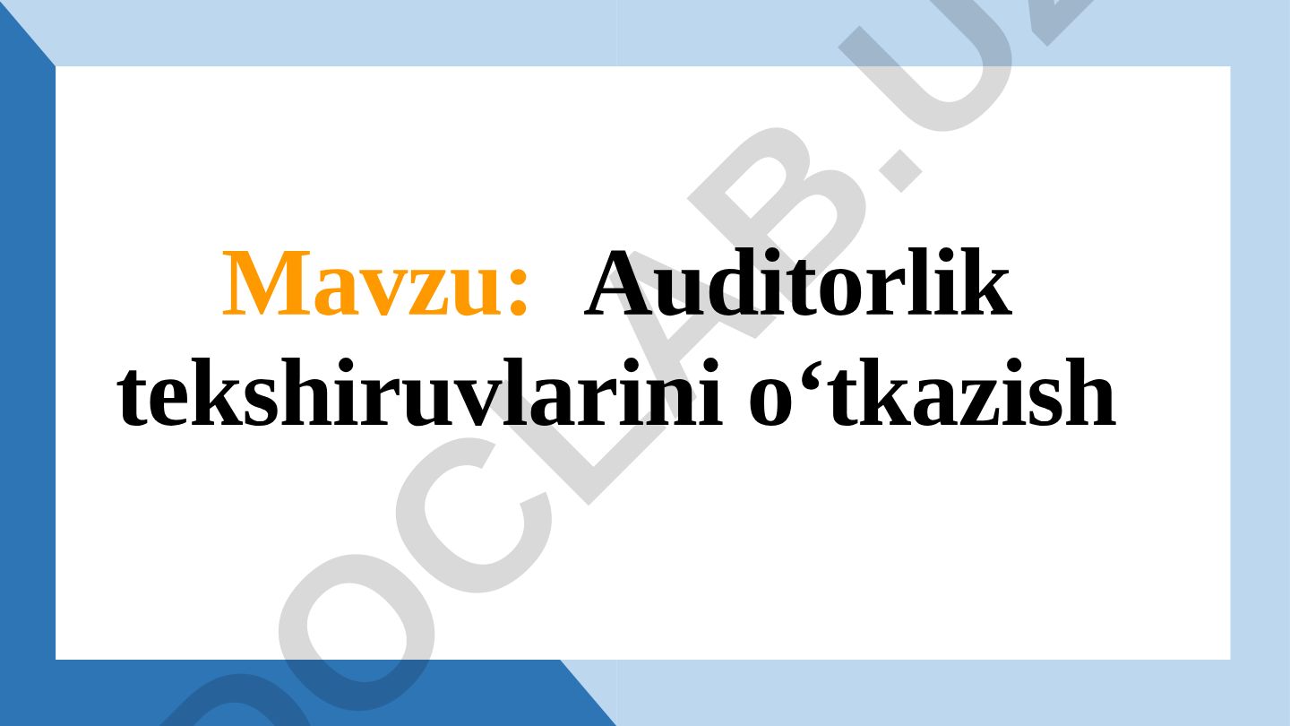 Auditorlik tekshiruvlarini o‘tkazish