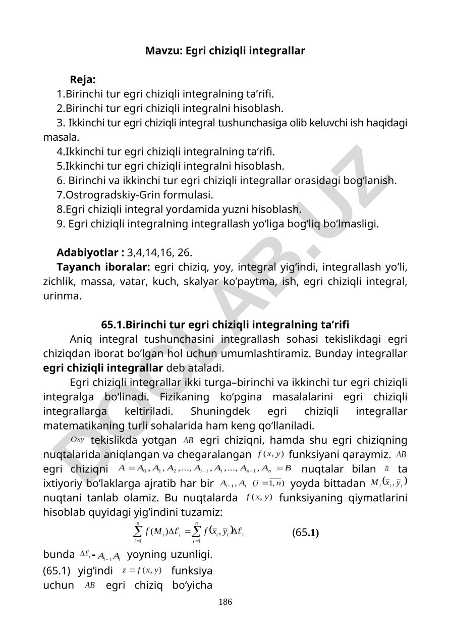 Egri chiziqli integrallar