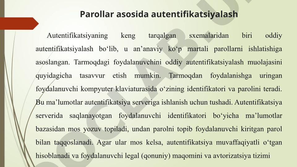 Parollar asosida autentifikatsiyalash